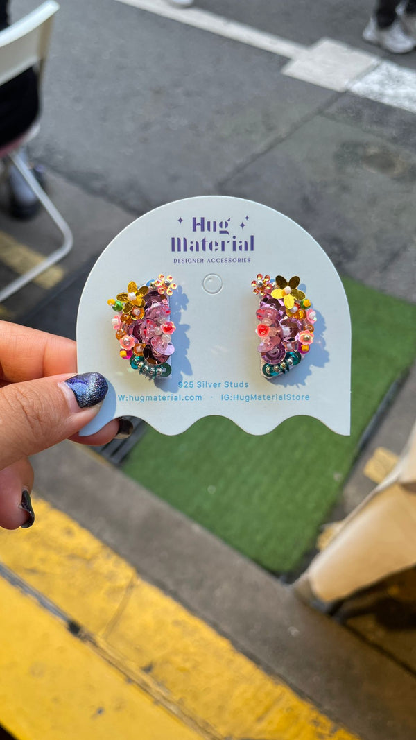 Blue Flower Cluster Studs