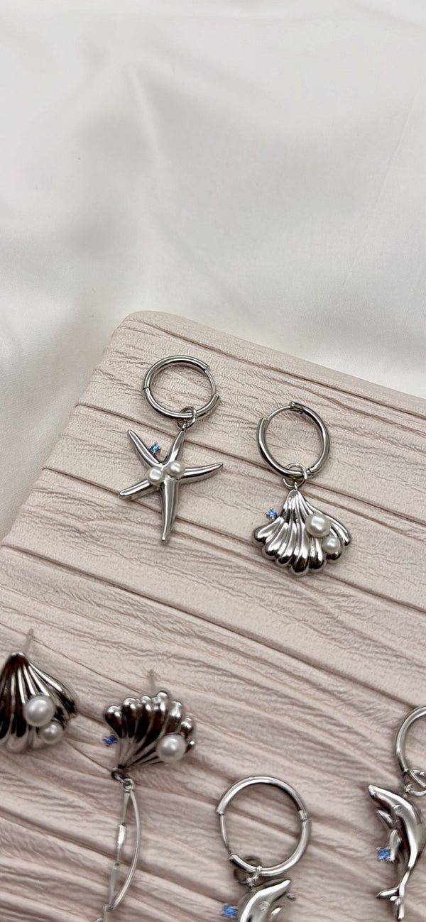 Starfish & Shell Hoop Earrings