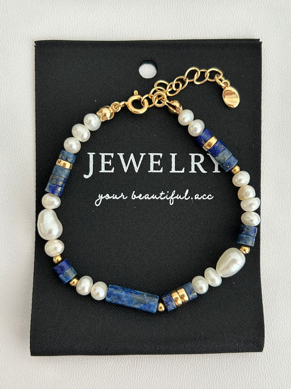 Blue Stone & Pearl Bracelet